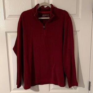 Eddie Bauer Men's Burgundy Zip-Up Sweater